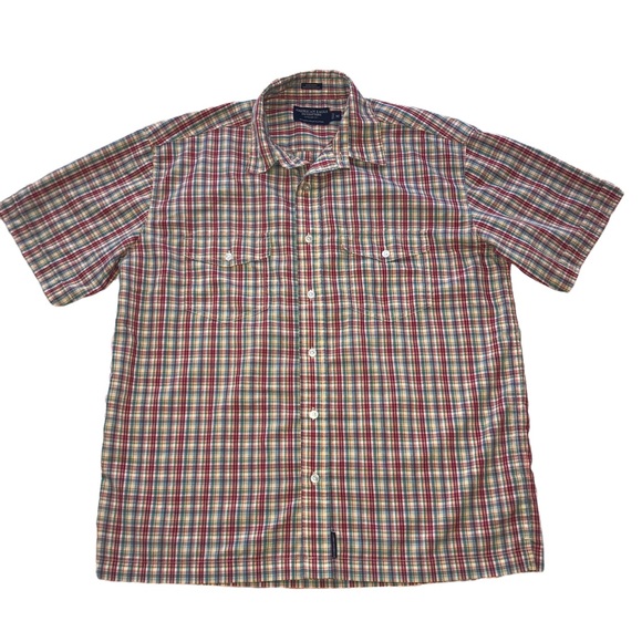 American Eagle Multi-Colored Plaid Button Down Axle Shirt - Men’s Medium - Picture 10 of 10